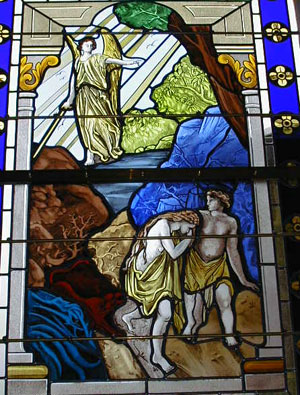 Adam et Eve chass&eacute;s du Paradis, &eacute;glise de Pont-Bellanger